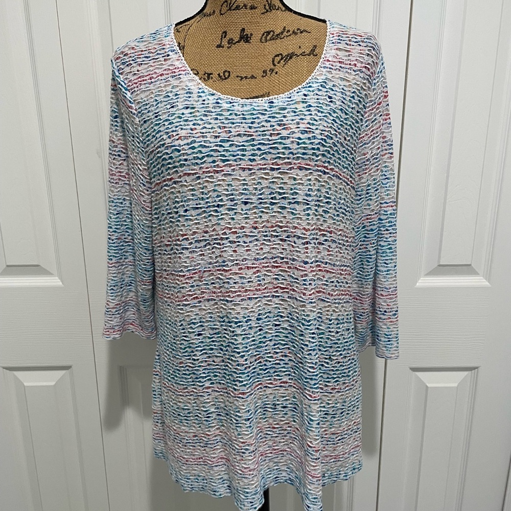 High Fifth Scoop Neck Blouse with 3/4 Sleeves Sz XL